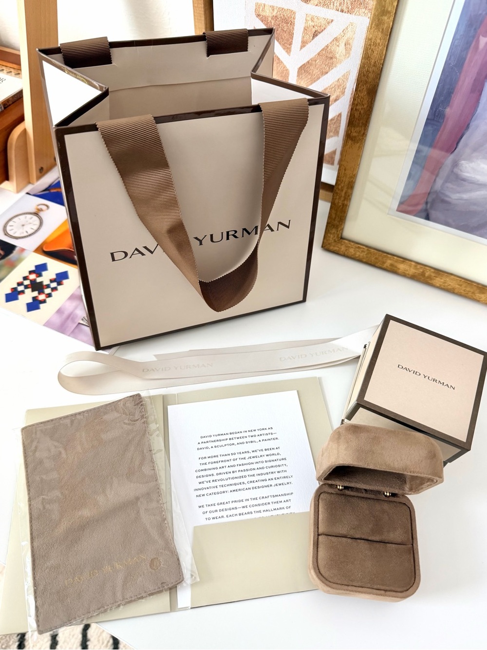 David Yurman Ring Gift Box & Cleaning Cloth & Bag & Ribbon